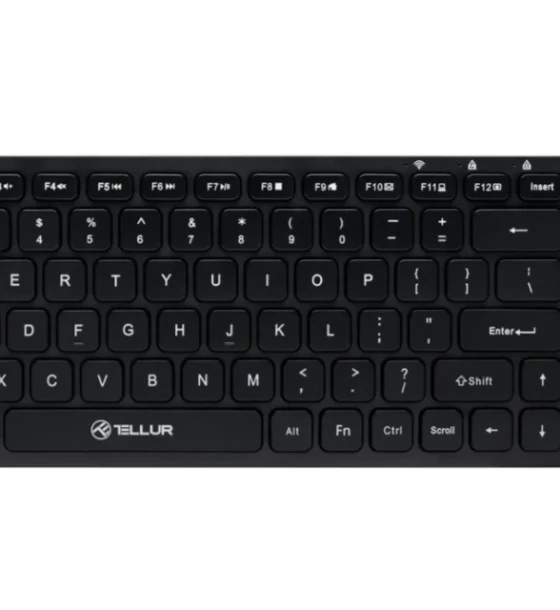 Tastatura wireless Tellur mini, numar taste 84, dimensiune 430 x 123 x 15 mm, negru