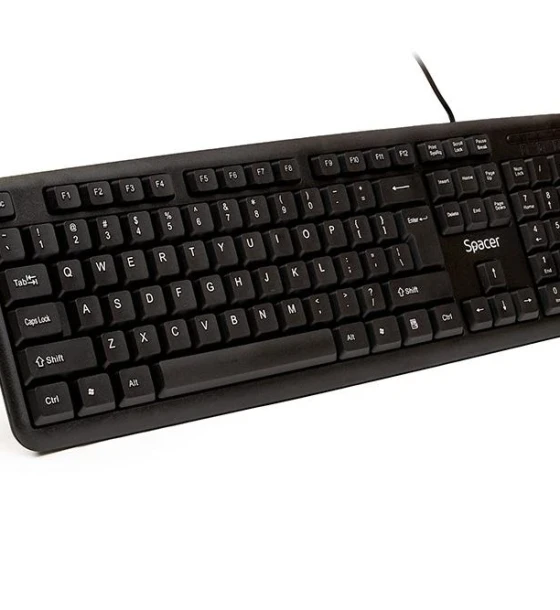 Tastatura Spacer SPKB-S62 cu fir, USB, 104 taste, anti-spill, negru