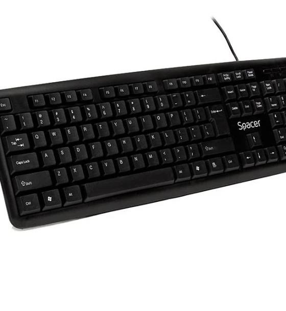 Tastatura Spacer SPKB-520 cu fir, USB, 104 taste, anti-spill, negru