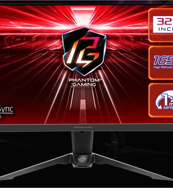 Monitor Gaming Asrock PG32QF2B, diagonala 31.5 inch, Aspect 16:9, anti-glare, 2560 x 1440, 165Hz, Luminozitate 550 cdmp, Contrast 3000:1, culori 16.7M, Timp raspuns 1ms, Flicker free