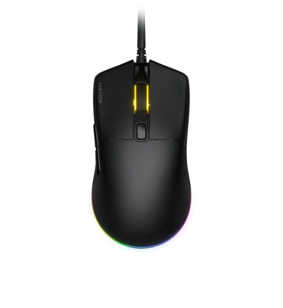 Mouse gaming cu fir Hator Pulsar 3, conectivitate USB, polling rate pana la 1000Hz, senzor Optical PixArt PMW 3311, maxima 12000 DPI, switch HATOR Optical 100M, iluminare RGB 16.8M culori