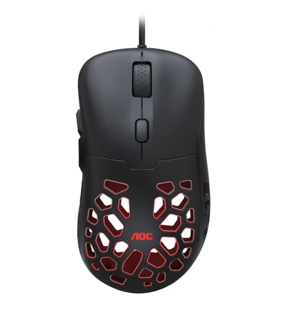 Mouse AOC GM510B, ergonomic, USB 2.0, 16000DPI, 6 butoane, RGB, 1.8m, negru