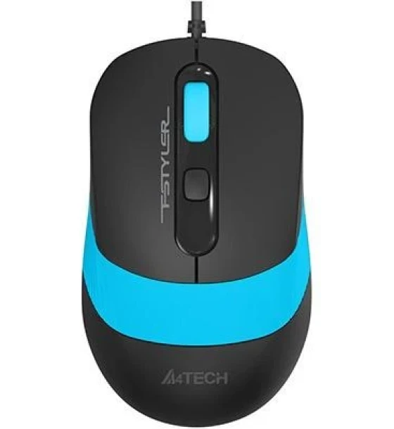 Mouse A4tech, PC sau NB, cu fir, USB, optic, 1600 dpi, butoane/scroll 4, buton selectare viteza, negru / albastru