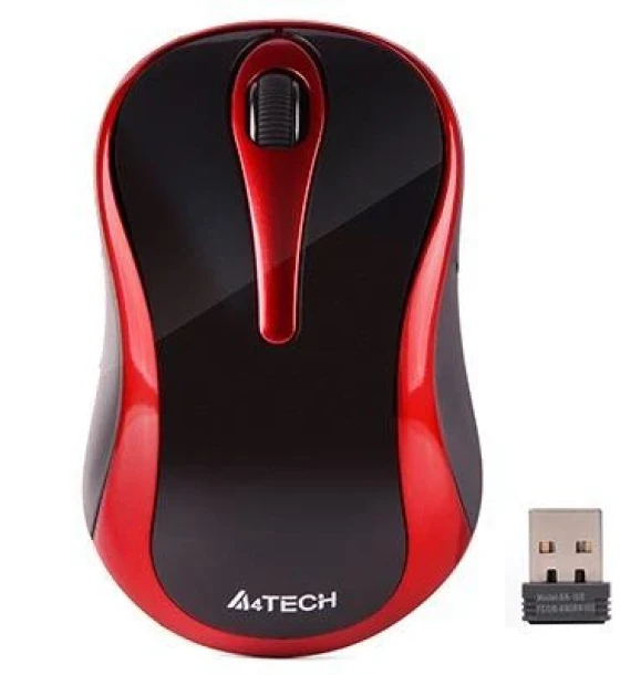 Mouse A4tech, wireless, 1000 dpi, butoane/scroll 3, negru/rosu