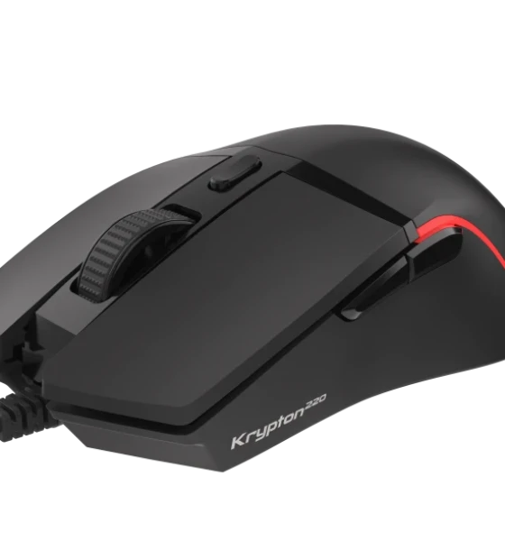 Mouse gaming cu fir Gensesis Krypton 220, senzor optic, interfata USB, maxima 6400 DPI, numar butoane 6, iluminare RGB, maximum frame rate 6 666 FPS, negru