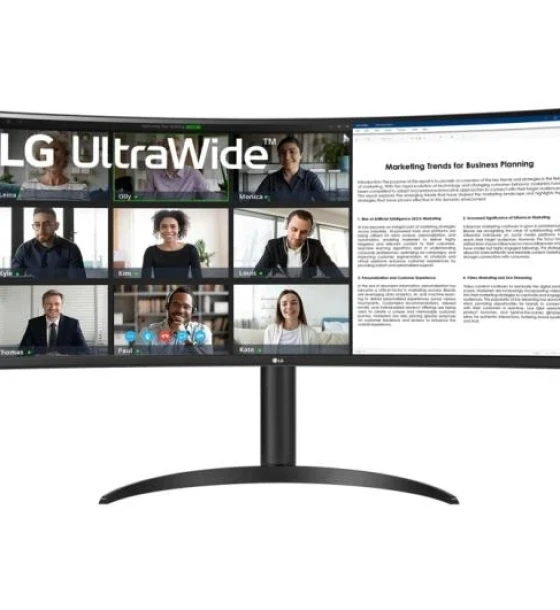 Monitor LG 34 inch 34WR55QK-B.AEU, Curvature 1800R, 21:9, VA, 3440x1440, 100Hz, GtG 5ms, Luminozitate max 300 cdmp, Contrast static 3000:1