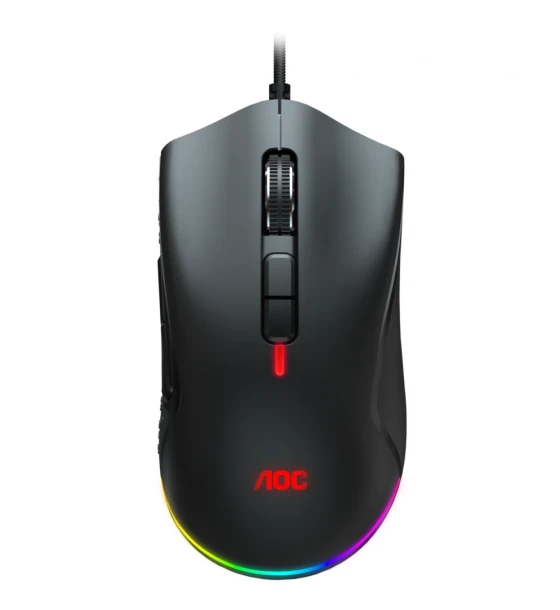 Mouse AOC GM530B, ergonomic, USB 2.0, 16000DPI, 7 butoane, RGB, 1.8m, negru