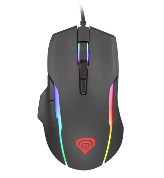 Mouse gaming cu fir Gensesis Xenon 220, senzor optic, interfata USB, maxima 12800 DPI, numar butoane 7, iluminare RGB, silent switches, maximum frame rate 7 000 FPS, negru