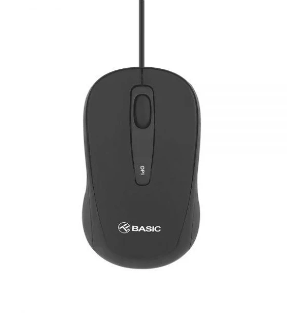 Mouse cu fir Tellur basic, mini, negru