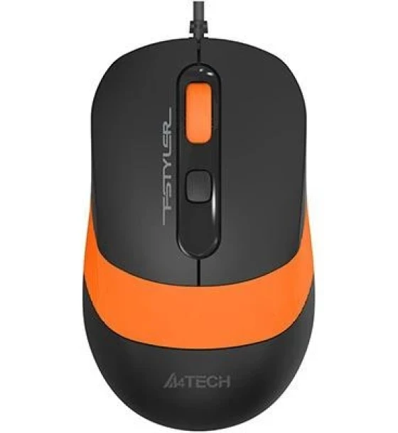 Mouse A4tech cu fir, interfata USB, 1600 DPI, dimensiuni 108 x 64 x 35 mm, negru/portocaliu