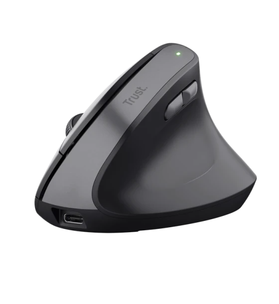 Mouse ergonomic fara fir Trust Bayo II, maxima 2400 DPI, 6 butoane, interfata USB-C, 2.4GHz, negru