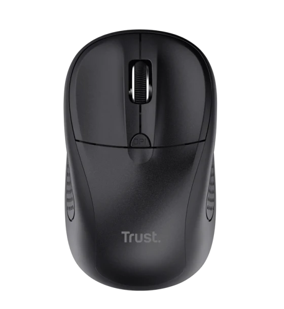 Mouse Trust cu Bluetooth, ambidextru, 3 butoane neprogramabile, DPI ajustabil max. 1600, functioneaza cu 2 baterii AAA incluse in pachet, negru