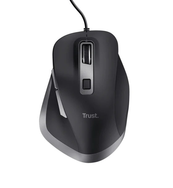 Mouse Trust Fyda cu fir, optic, interfata USB 2.0 maxima 5000 DPI, 6 butoane, negru