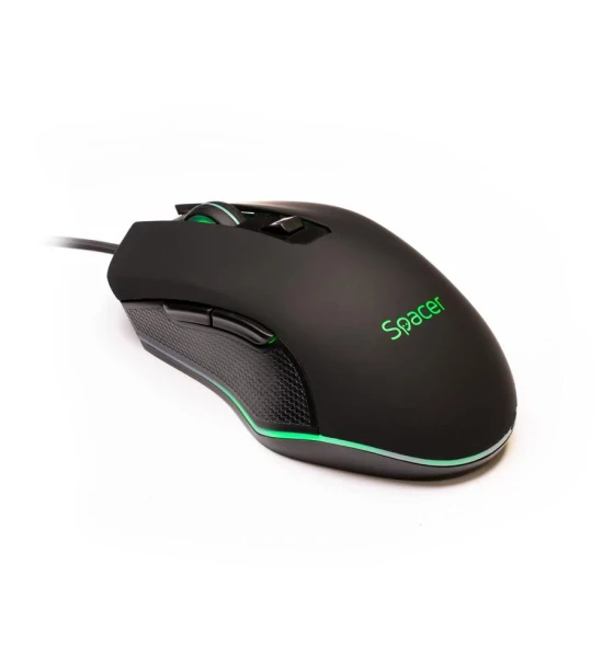 MOUSE Spacer Gaming SP-GM-01, cu fir, USB 2.4 GHz, optic, 2400 dpi, butoane/scroll 6, iluminare, negru