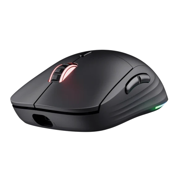 Mouse wireless Trust GXT 927 Redex+, maxima 25600 DPI, senzor PAW3370, polling rate 125/250/500/1000Hz, iluminare full RGB, negru