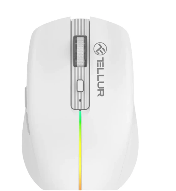 Mouse wireless Tellur Silent Click, interfata USB, 1600 DPI, 6 butoane, alb