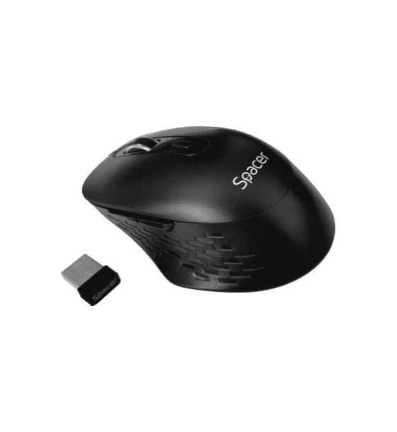 Mouse Spacer, PC sau NB, wireless, 2.4GHz + Bluetooth 5.1, optic, max.1600 dpi, butoane/scroll 6, buton ON/OFF, negru, baterii AAAx2 incluse