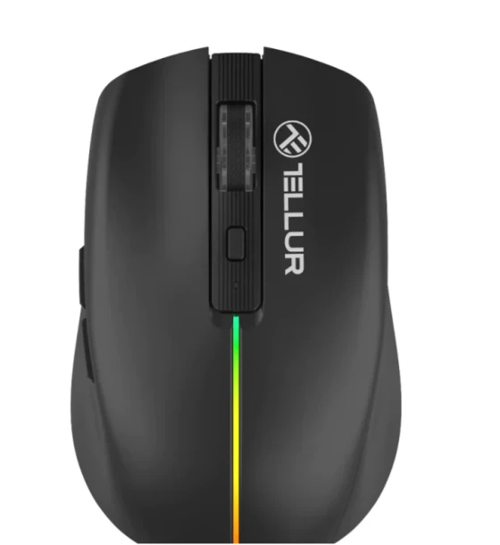 Mouse wireless Tellur Silent Click, interfata USB, 1600 DPI, 6 butoane, negru
