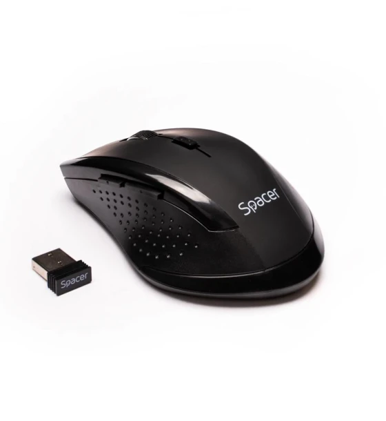 MOUSE Spacer, PC sau NB, fara fir, USB 2.4 GHz, optic, 800/ 1200 dpi, butoane/scroll 6, selectabila, negru, SPMO-W02