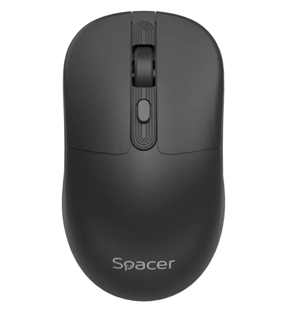 Mouse Spacer wireless, 1600DPI, butoane/scroll 4, buton ON/OFF, click silentios S/D, baterie 1 x AA, inclusa, dimensiuni 108 x 62 x 36mm, negru