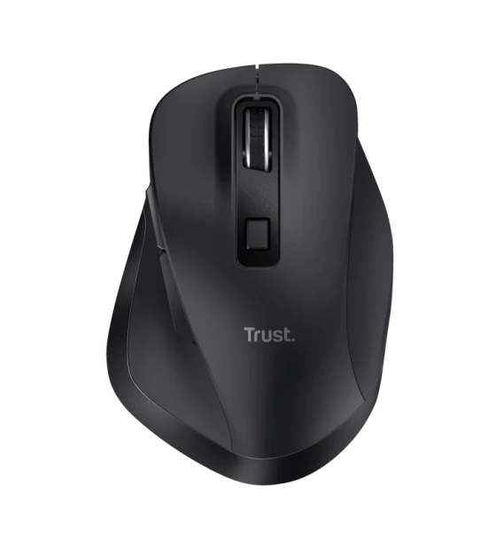 Mouse Trust Fyda ergonomic, reincarcabil, wireless RF 2.4GHz, USB2.0, 6 butoane, 2400 DPI, negru