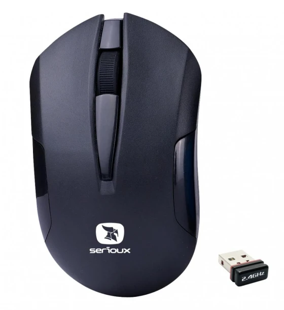 Mouse Serioux wireless, Drago 300, 1000dpi, negru, baterie AA inclusa, receptor nano, blister, USB