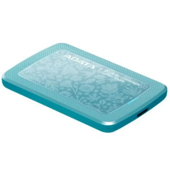 Hard Disk extern HDD Extern Adata, 1TB, HC300 ECO, 2.5 inch, USB 3.2, plastic si silicon, rezistent la socuri, albastru