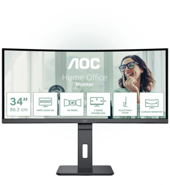 Monitor LED Curbat AOC CU34P3CV, 34inch, 3440x1440, 4ms GTG, Black