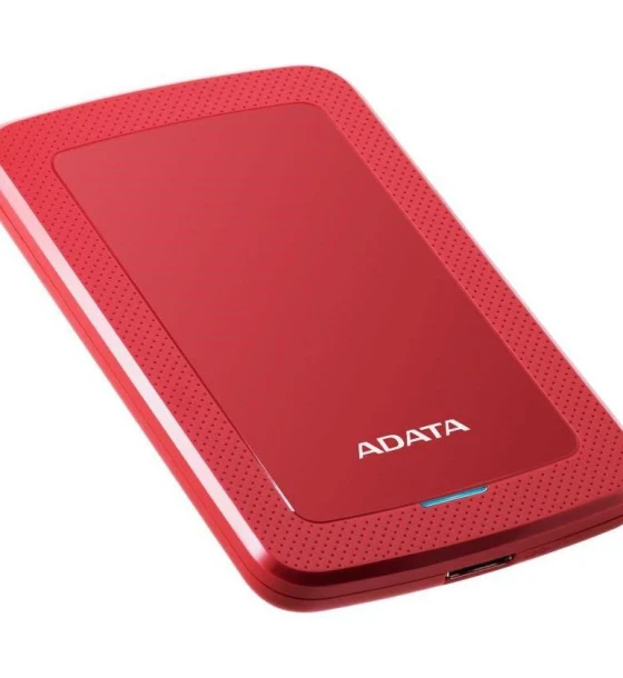 Hard Disk extern HDD Extern Adata, 1TB, HV300, 2.5, USB 3.1, Senzor protectie socuri, Criptare Date, Ultraslim, Rosu