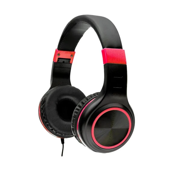 Casti cu micr. Spacer Pearl Red, cu fir, multimedia, 2x Jack 3.5mm, microfon pe fir, driver 40mm, 20Hz - 20000Hz, pliabile, 1.8m, negru si rosu