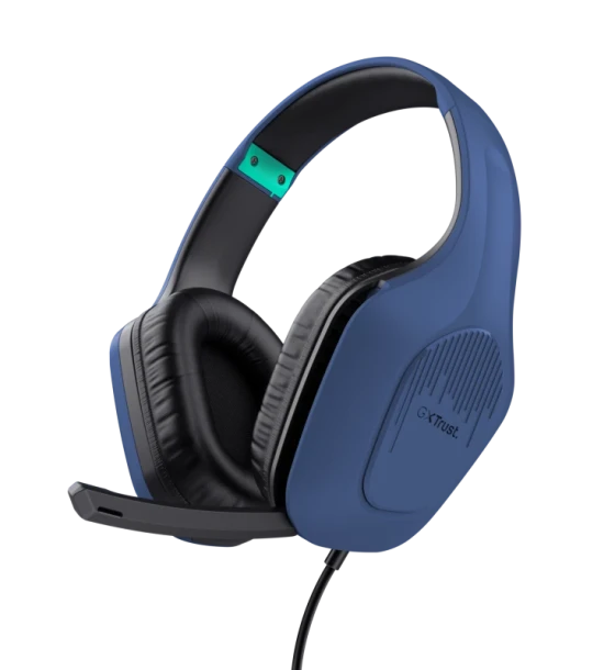 Casti gaming cu fir, Trust GXT 415B Zirox, interval frecventa 20 Hz - 20.000 Hz, lungime cablu 200 cm, conector 3.5mm, albastru