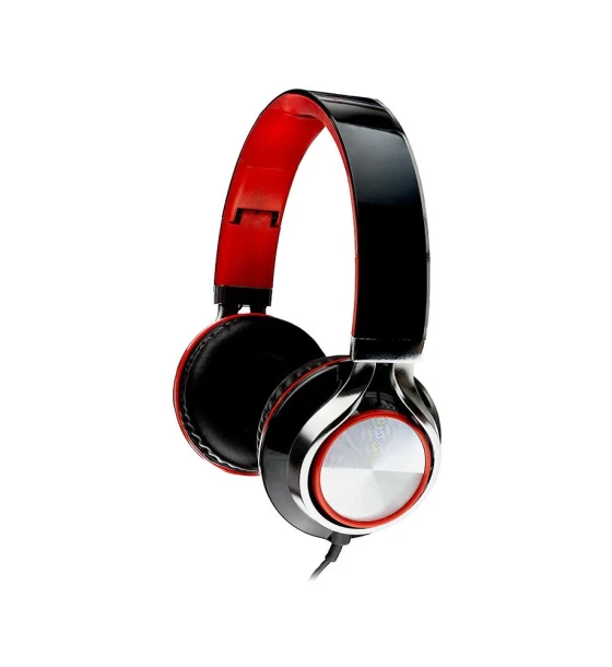 Casti cu micr. Spacer, cu fir, mulimedia, 2x Jack 3.5mm, microfon pe fir, driver 40mm, 20Hz-20000Hz, pliabile, rosu