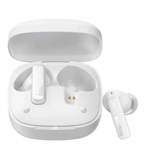 Casca audio Casti Baseus Bowie E19 TWS, wireless, bluetooth 5.3, microfon pe casca, durata de viata baterie 25 ore, alb