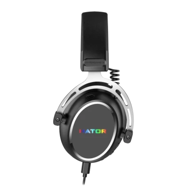 Casti gaming cu fir Hator Hypergang 3 USB, conectivitate USB Type-C/USB Type-Amaterial membrana compozit, conexiune catre HATOR SyncHUB, Virtual 7.1 Surround Sound, logo iluminat RGB