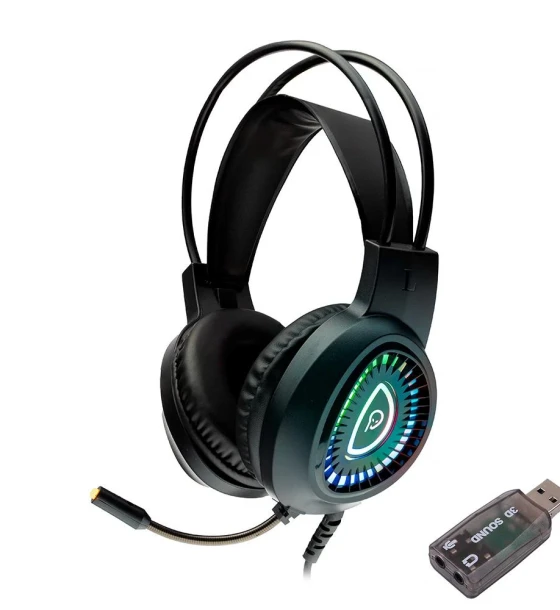 Casti gaming Spacer RGB, cu fir, standard, utilizare gaming, microfon pe brat, conectare prin adaptor USB 2.0 sau Jack 3.5 mm x 2, iluminare RGB, negru