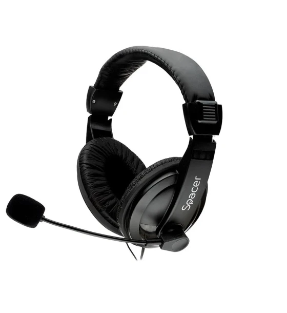 Casti cu micr. Spacer, cu fir, multimedia, 2x Jack 3.mm, microfon pe brat, driver 40mm, 20Hz-20000Hz, 2m, negru