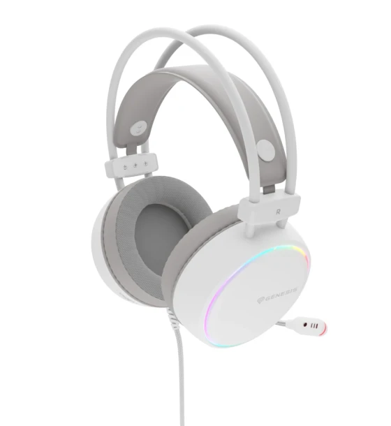 Casti gaming cu fir Genesis Neon 613 G2, sunet stereo, microfon, impendanta 32 Ohm, frecventa raspuns 20 - 20.000 Hz, lungime cablu 220 cm, iluminare RGB