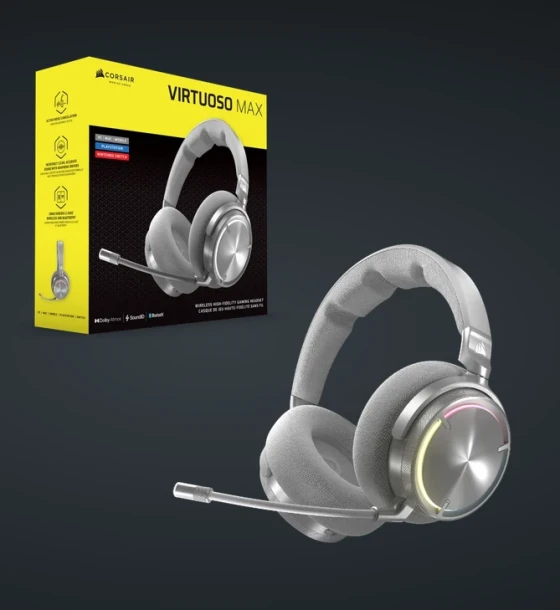 Casca audio Casti gaming Corsair virtuoso MAX wireless silver