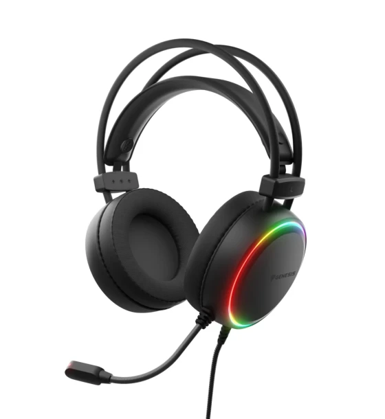 Casti gaming cu fir Genesis Neon 613 G2, sunet stereo, microfon, impendanta 32 Ohm, frecventa raspuns 20 - 20.000 Hz, lungime cablu 220 cm, iluminare RGB