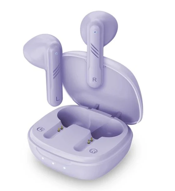 Casti Genius HS-M905BT, TWS, wireless, intraauriculare - butoni, pt smartphone, microfon pe casca, conectare prin Bluetooth 5.3, violet, USB-C