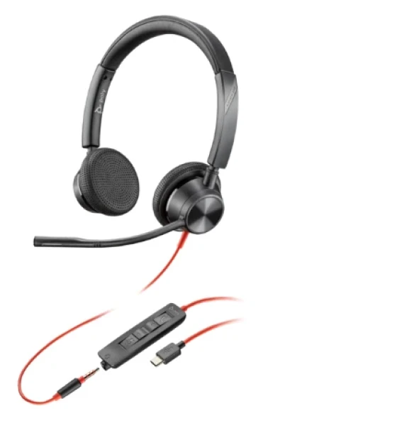 Casca audio Poly Blackwire 3325 Stereo USB-C Headset +3.5mm Plug +USB-C A Adapter