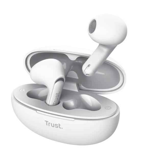 Casca audio Casti Trust Yavi wireless, TWS, bluetooth, interfata USB-C, frecventa de raspuns 20 Hz - 20.000 Hz, alb