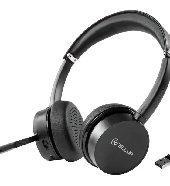 Casti Tellur wireless Voice Pro, bluetooth 5.3, frecventa 2, 4 GHz, clasa 2, sensibilitate 113 3dB, timp de redare pana la 15 ore ANC activat, pana la 20 de ore ANC dezactivat, negru