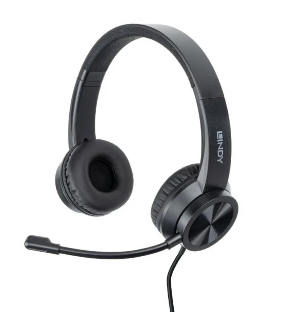 Casti Lindy Office, interfata USB-C, impendanta 32 Ohm, nivel sunet -79dBA, frecventa raspuns 20 - 20K Hz, negru
