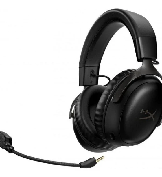 Casti gaming wireless HyperX Cloud III, DTS Headphone X Spatial Audio, 2.4GHz, spuma cu memorie, microfon 10mm metal mesh si noise cancelling, PC/PS5/PS4/Switch, negru