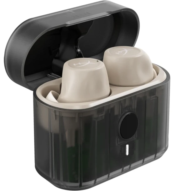 Casti HyperX Cirro Buds Pro Tan, cu functie de noise cancelling, conectivitate BT 5.2, functie de incarcare rapida, bej