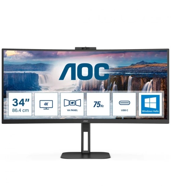 Monitor LED Curbat AOC CU34V5CW BK, 34inch, 3440x1440, 4ms GTG, Black