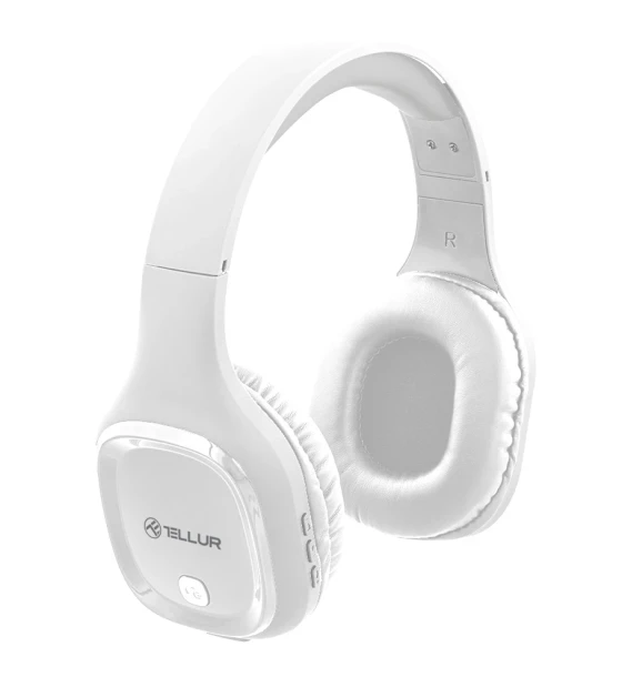 Casca audio Casti Over-ear Bluetooth Tellur Pulse, Microfon, Alb