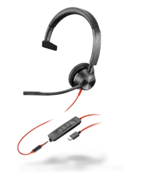 Casca audio Poly Blackwire 3315 Monaural USB-C Headset +3.5mm Plug +USB-C A Adapter