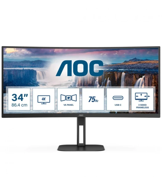 Monitor LED Curbat AOC CU34V5C, 34inch, 3440x1440, 4ms GTG, Black